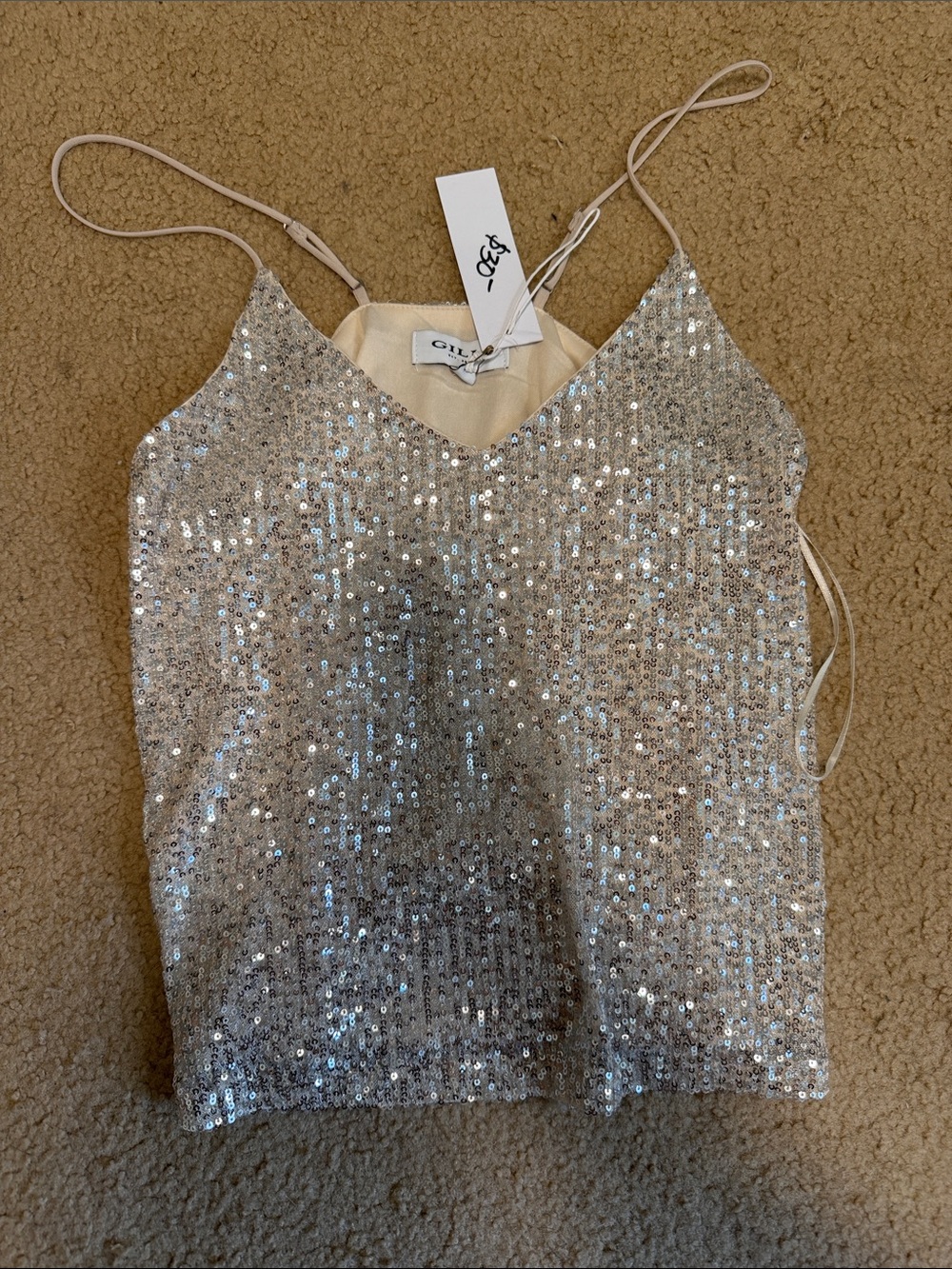 Gilli Silver Sequin V-Neck Camisole
